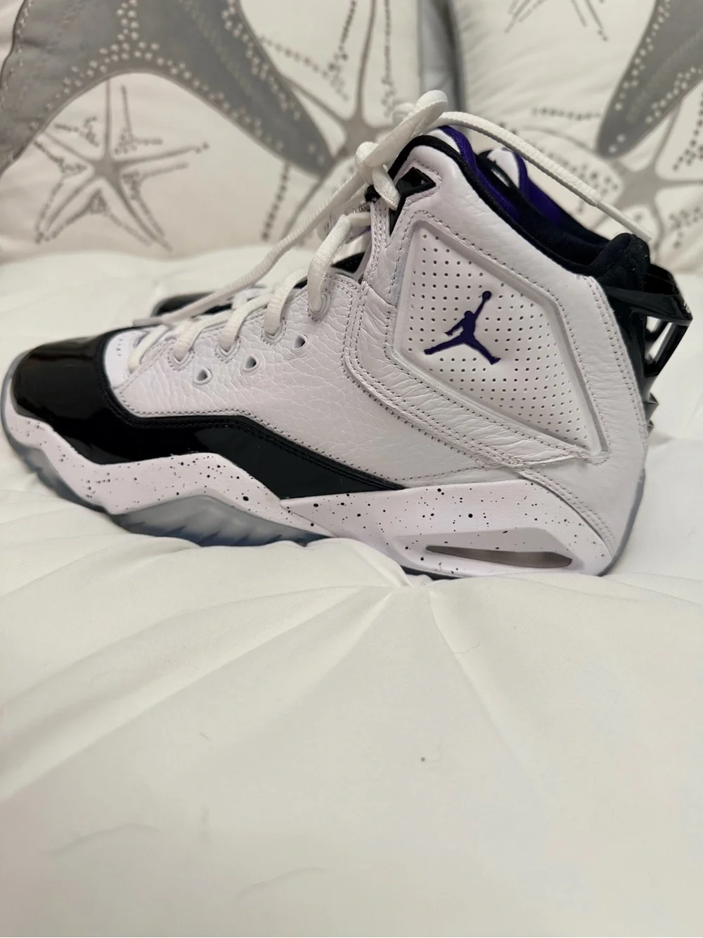 Jordan White, Black & Purple Retro Basketball Shoes